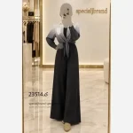 ست شومیز اورال جنس لینن و سوپر سافت رنگ بندی مشکی آبی آسمانی قهوهای سرمهای سایز 38 تا 46 - تصویر 8