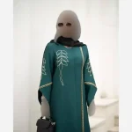 مانتو گلدوزی شده مدل رویسا پارچه شانتون اسلپ قد 109 سانت - تصویر 5