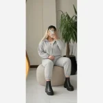 ست سه تیکه سویشرت کراپ و شلوار دورس پنبه تو کرکی مدل انجل سایز 36 تا 46 - تصویر 5