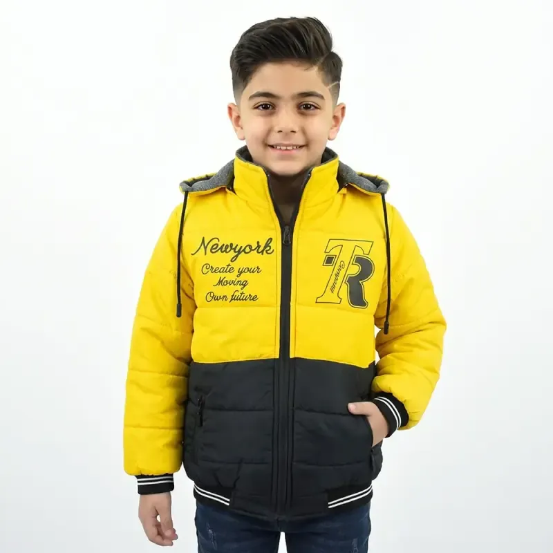 b3109073-63cc-4b2d-811b-874faa029dcf کاپشن پسرانه دو رو شمعی زرد کلاه دار - تصویر 1