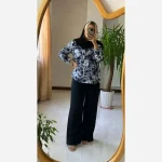 شومیز مانتو پتینه پریناز جنس بوگاتی گرم بالا رنگ مشکی فری سایز - تصویر 2