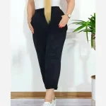 شلوار مام دمپا پاکتی سوییت مخملی کشی رنگ مشکی - تصویر 2