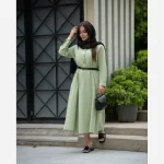 پیراهن زنانه مدل سولین جنس لینن سایز 38 تا 50 قد 125 - تصویر 2