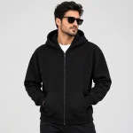 سویشرت کلاه دار مردانه پنبه ای زیپ دار ساده لیما - تصویر 6