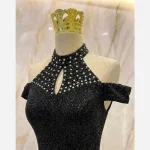 ماکسی دانتل چمنی ارغوان مشکی کاپدار و استردار سایزبندی - تصویر 5