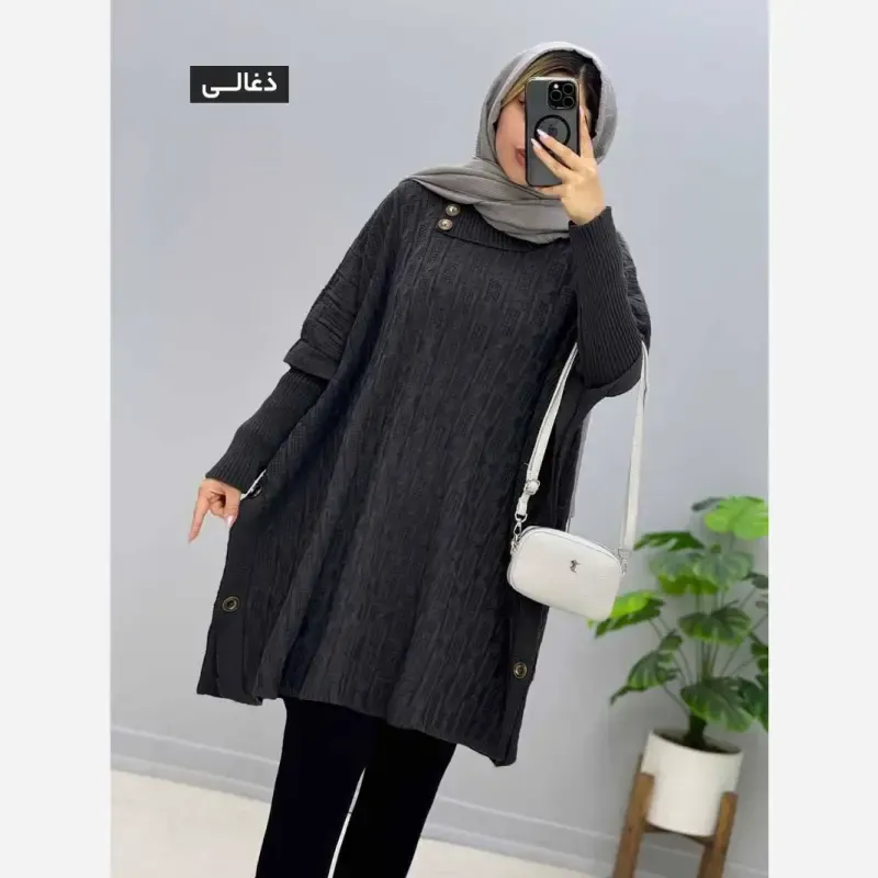 c1a75ab2-f62a-4721-a53b-72d40a850a42 مانتو پانچ بافت ترنج فری سایز 40 تا 54 - تصویر 1