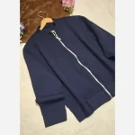 سویشرت جلوزیپ دار اسپرت دخترانه پسرانه زنانه سرمه ای جنس والرین گرم بالا فری سایز - تصویر 6
