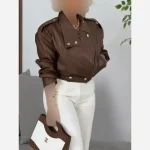 کاپشن چرم مدل نیسان جنس چرم مسکو - تصویر 4