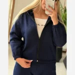 ست سه تیکه سویشرت کراپ و شلوار دورس پنبه تو کرکی مدل انجل سایز 36 تا 46 - تصویر 4