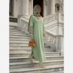 پیراهن مدل ریما جنس شانتون ژاکارد خرجکار آیوا سایز آزاد 38 تا 58 قد 130 - تصویر 8