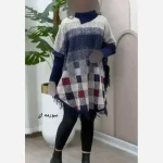 پانچ بافت طرح برفی آستین کشبافت فری سایز - تصویر 6