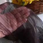 مینی اسکارف تل دار تور دیپلمات سه رنگ مشکی قهوه ای سرمه ای دور دانتل دوزی شده - تصویر 3