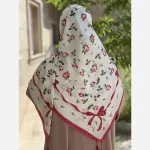 روسری طرحدار کرپنخ قواره 140 لطیف و نرم منگوله دار - تصویر 2