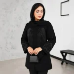 کت مجلسی قلب شانتون اندونزی مشکی نگین کوبی و مروارید کوبی شده - تصویر 6