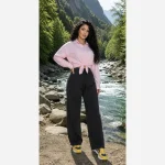 شلوار بگ زنانه طرح جین نیل ترک وارداتی کمر کش - تصویر 10