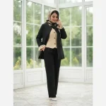 سه تیکه زنانه کت شلوار و ژیله شانتون ژاکارد سایز بزرگ