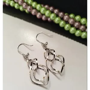 گوشواره نقره آویز زنانه عیار 925 روکش طلا سفید BSJ silver وزن 3.53 گرم