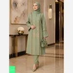 مانتو زنانه مجلسی آوا شانتون اسلپ گلدوزی تا سایز 56 - تصویر 3