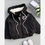 سویشرت کاپشنی بچگانه رویه شمعی ضخیم برزنتی داخل پشم شیشه ببعی قواره آزاد باکسی - تصویر 2