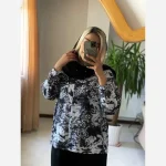 شومیز مانتو پتینه پریناز جنس بوگاتی گرم بالا رنگ مشکی فری سایز - تصویر 5