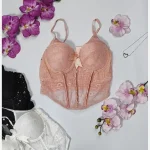 کراپ نیم تنه مجلسی کاپدار زیر فنردار دانتل فرانسه تک سایز - تصویر 4