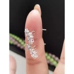گوشواره نقره زنانه آویز عیار 925 با روکش طلا سفید طرح خاص - تصویر 7
