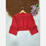 کراپ قلاب بافت پاییز شراگ بافت بافت اکریل درجه یک اناری روشن فری سایز - تصویر 7
