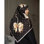 روسری ساتن ابریشم طرح زمرد قواره 140 ابریشم کجراه توییل مجلسی - تصویر 3