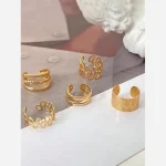 پک گوشواره دخترانه برنجی مدل ایرکاف چندتکه رنگ طلایی و نقره ای - تصویر 4