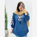تونیک چاپی رنگی آرامش جنس شانتون درجه یک فری سایز - تصویر 3