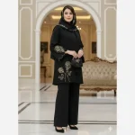مانتو زنانه کرپ مازراتی مدل ویان آستین دالبری سایز بزرگ - تصویر 5