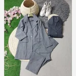 ست اداری اطلس جنس پرشیادونخ اعلا رنگ طوسی و دودی - تصویر 5