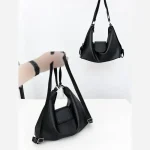 کیف دوکاره دوشی و کوله پشتی شرانگ وارداتی رنگ مشکی شکلاتی سایز 22 در 33 - تصویر 3