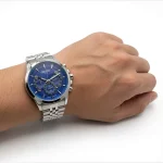 ساعت مچی مردانه سیکو استیل صفحه آبی طرح سه موتور تقویمدار موتور ژاپن - تصویر 4