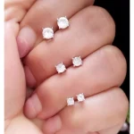 گوشواره نقره میخی تک نگین زنانه با روکش طلا سفید عیار 925 - تصویر 6